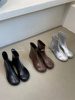 2023韩系圆头粗跟平底今年流行的短靴女春秋，单靴短筒瘦瘦靴子