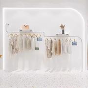 服装店展示架上墙不锈钢拉丝，银女装加厚衣服陈列架壁挂式童装货架