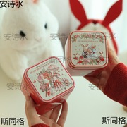 铁糖盒bunnylulu红色小兔子，立体浮雕小正方盒喜糖，盒子创意铁盒糖