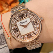 蒂米妮女士钢带手表，耐用轻奢全镶钻手表气质腕表潮流时尚