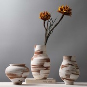 新中式复古手绘陶瓷花瓶民宿装饰品样板间干花花器创意桌面摆件