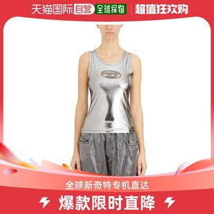 香港直邮diesel女士，con弹性纤维，徽标背心上衣