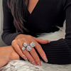 欧美设计师款锆石微镶性感满钻繁花，造型气质优雅花瓣精致开口戒指