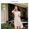 vgrass复古蕾丝短袖气质连衣裙，女夏季盘绳绣工艺vsl2o21250