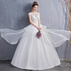 婚纱2022法式赫本复古齐地新娘礼服显瘦白色保守款小个子女裙