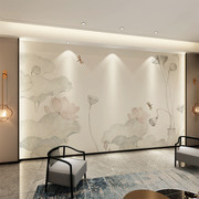 新中式禅意荷花背景墙布客厅沙发背景大型壁画卧室茶室书房墙纸