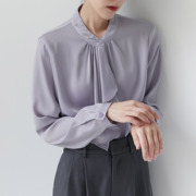 XINER 法式衬衫女设计感小众长袖上衣优雅通勤气质小个子衬衣