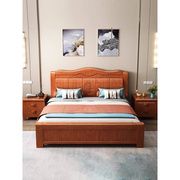 中式实木床橡胶木，现代简约1.8米双人床1.5经济型高箱储物主卧