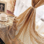 北欧印象复古田园风棉线编织蕾丝穿杆窗帘客厅卧室阳台飘窗帘美式