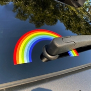 可爱彩虹汽车雨刮器贴纸后挡风玻璃装饰贴抖音个性创意反光车贴潮