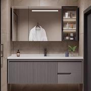 简约浴室柜吊柜智能镜柜组合橡木，卫生间一体陶瓷洗脸盆实木卫浴柜
