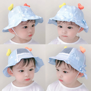 婴儿帽子夏季遮阳帽0-3-6个月，男童公主薄款太阳帽女宝宝盆帽春秋