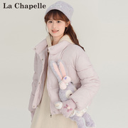 拉夏贝尔短款棉服女冬季2023韩系甜美棉衣，加厚夹棉保暖外套女
