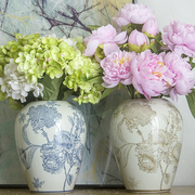 中式陶瓷花瓶客厅插花瓷罐，花器复古瓷瓶高级感桌面摆件