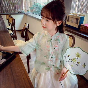 女童新中式汉服裙套装夏装2024洋气儿童超仙国风连衣裙两件套