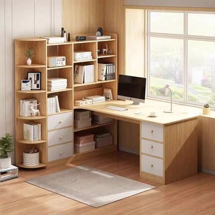 转角电脑桌台式家用书桌书架一体，桌学生学习桌，卧室拐角桌子办公桌