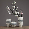 中式复古陶瓷时尚花瓶三件套家居，客厅工艺品摆件干花插花器装饰品