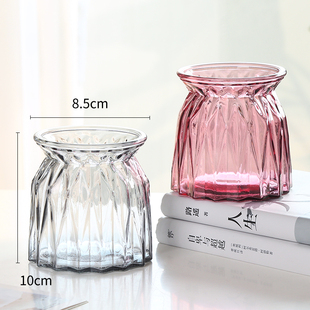 欧式玻璃瓶透明玻璃花瓶容器薄荷，绿萝水培植物花盆，圆水养小号器皿