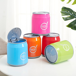 时尚创意可乐罐式垃圾桶卫生间厨房客厅塑料易拉罐家用自动翻盖桶