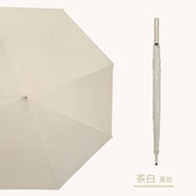 高档雨伞长柄大号遮阳伞女夏防晒防紫外线晴雨两用黑胶直柄伞白色