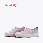 bellalily2024春季粉色一脚蹬帆布鞋，女透气板鞋原创休闲鞋子