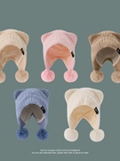 宝宝帽子护耳帽秋冬季婴儿，小丸子毛线帽，女童男童可爱超萌保暖帽潮