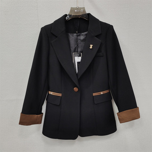 jk24828黑色小西装外套，女春秋长袖气质，通勤显瘦百搭短款西服