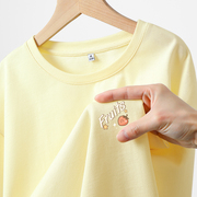 艾格纯棉短袖t恤女夏大码宽松字母印花半袖上衣设计感2024年