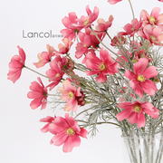 Lancol现代仿真花小清新波斯菊深粉色 客厅装饰花摆件 假花绢花