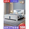 全实木床主卧1.8米橡木双人床简约现代压纹实木床1.5白色储物婚床
