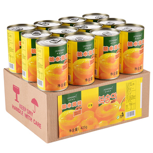 黄桃罐头425g*12罐装整箱新鲜砀山特产糖水水果罐头烘焙专用