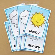 教具天气英语单词英文四季幼儿早教卡片塑封冷暖季节感受宝宝
