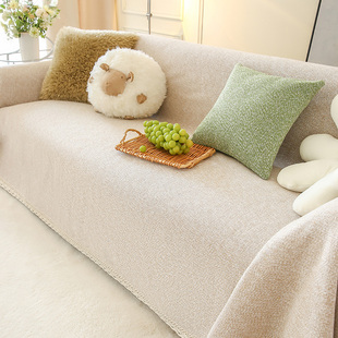 棉麻沙发盖布亚麻套罩一体万能沙发毯盖巾全包四季沙发坐垫防猫抓
