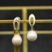 天然珍珠耳环925银高级感通体纯银女耳坠 简约复古优雅气质耳饰品