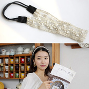 韩版串珠花朵发带手工珍珠公主，头带头饰品，成人甜美蕾丝发带发箍