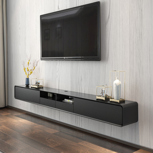 现代简约挂墙电视柜黑色橡，木纹悬空电视柜，北欧现代悬挂电视机柜
