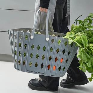 购物篮可折叠买菜用的菜篮子手提塑料收纳筐厨房大容量果蔬收纳篮