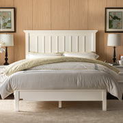 和年美家主卧家具美式竖条床高床头双人大床，简约欧式白色全实木床