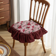 美式餐椅垫可拆洗坐垫轻奢家用椅子垫子套罩提花绑带坐垫四季通用