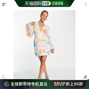 香港直邮潮奢 Edition 女士 EDITION 荧光色花朵珠片迷你连衣裙