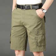 夏季多口袋五分工装短裤，男士休闲宽松直筒中裤子，全棉大码马裤