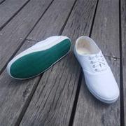 国途青岛环球白网鞋男女，白球鞋(白球鞋，)帆布鞋白鞋白布鞋绿底小白鞋