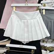 韩版女装白色百褶短裙洋气时尚，a字裙2024夏装，西装半身裙裤潮