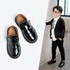 红蜻娗男童皮鞋英伦风学生表演鞋2023春秋，儿童演出鞋黑色真皮