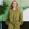 cococasa原创设计感美式绿色短款小个子卫衣女2023秋新欧洲站上衣