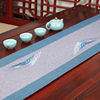 艺必旭新中式禅意茶桌布，餐桌布防水滑刺绣茶席，茶台布艺长条茶几巾
