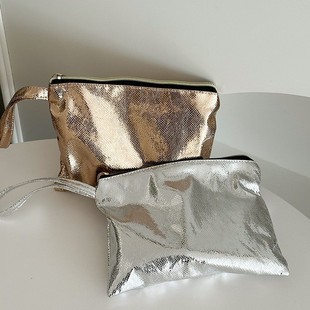 高级感烫金手拎化妆包女士蛇皮纹手机，包钱包(包钱包)笔袋便携洗漱包收纳包