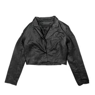 a3079春季女装黑色短款pu皮，外套宽松气质，一粒扣长袖机车夹克