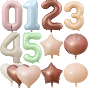 小红书同款铝箔数字气球流行色，生日派对布置焦糖色婴儿粉气球装饰