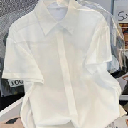 白色短袖衬衫女士春夏季气质通勤显瘦工作装内搭职业ol长袖开衬衣